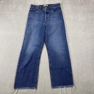 Levis Ribcage Straight Ankle Jeans Womens 28 Blue High Rise Button Fly W28 L29